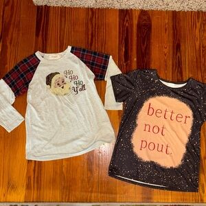 Lot of 2 Girls Christmas shirts